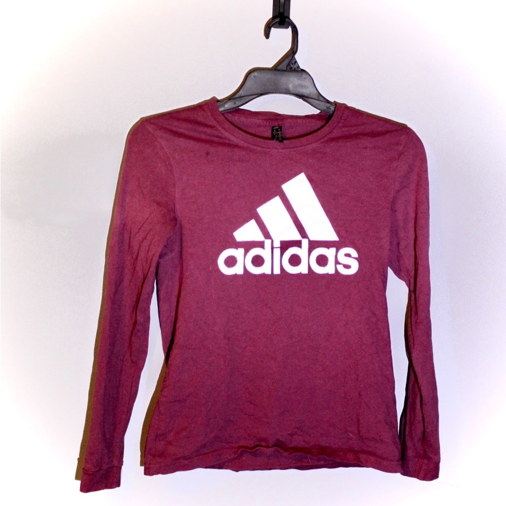 Adidas Kids Burgundy Long Sleeve Tee